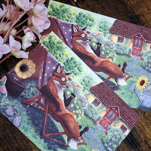 Cozy Fox and Cottage Watercolor