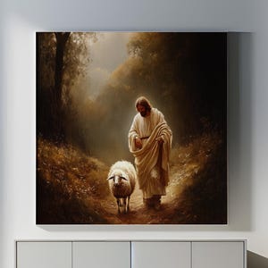 Jesus Leaves the 99, Jesus and the Lamb, Christian Wall Art, Jesus Wall Art, Bible Art, Christian Painting, Jesus Print, lds Art, Modern Art