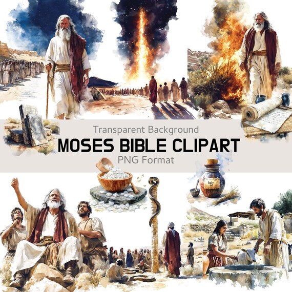 Moses Bible Clipart Bundle, 130+ PNG Christian Digital Art for Sunday School, Bible Study, Church Printables & Religious Crafts