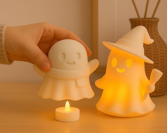 3Dプリント用ハロウィンSTL、ゴーストランプLEDキャンドル、かわいい