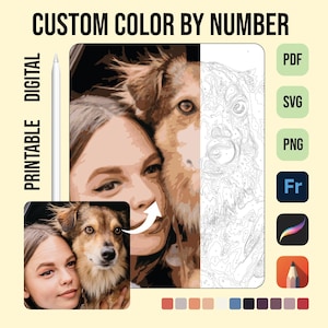 Custom Color by Numbers for Adults, Procreate Relaxing Color by Number, Digital Coloring Pages, Dog Paint by Numbers, Animals Coloring