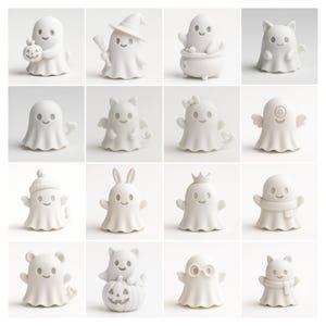 Ghost 3D Print Files, Halloween Spirit STL Pack, Cute Spooky Decor Models, Digital Download 16 Ghost Figures image 3