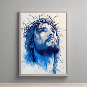 Divine Portrait of Jesus, Christian Wall Art, Sacred Religious Painting, Faith-Inspired Decor, Biblical Artwork, Spiritual Home Gift,