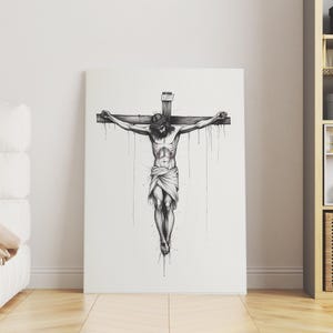 Jesus on the Cross Digital Print, Christian Artwork, Passion of Christ Wall Decor, Religious Poster, Easter Home Decor, Bible Verse Art