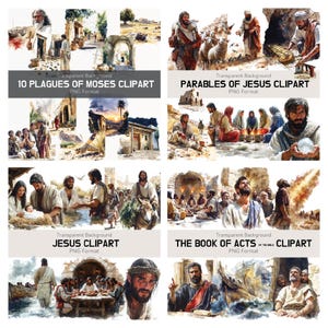 Mega Bibel Clipart Set, 1500 PNG kristen konst, Första Moseboken, Jesu liknelser och bibelkaraktärer för söndagsskola, undervisning och hantverk bild 4