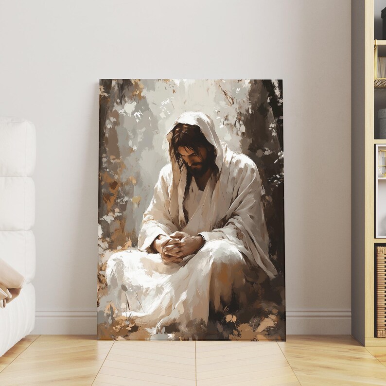 Garden of Gethsemane, Jesus in Prayer, Christian Wall Art, Bible Story Poster, Spiritual Artwork, Inspirational Home Decor Housewarming Gift image 7