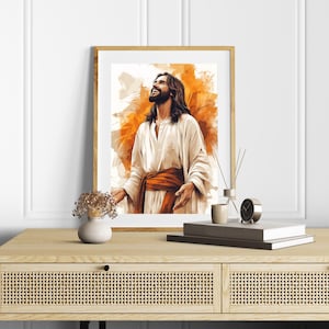 Jesus Christ Portrait, Religious Art, Christian Home Decor, Spiritual Artwork, Biblical Painting, Faith-inspired Gift, Savior Illustration