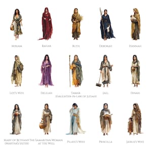 30 Biblical Female Characters, Women of the Bible Clipart Bundle, Digital Download, Christian Artwork, Religious Art for Crafts & Printables image 4