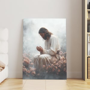 Jesus Christ in Garden of Gethsemane, Christian Wall Art, Biblical Artwork, Prayer and Faith Print, Spiritual Home Decor, Religious Painting