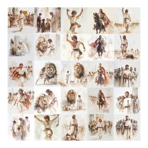 Más de 50 imágenes JPG del guerrero David, imágenes bíblicas de David y Goliat, imágenes religiosas para proyectos, arte cristiano, ilustraciones de historias bíblicas, imágenes digitales. imagen 10