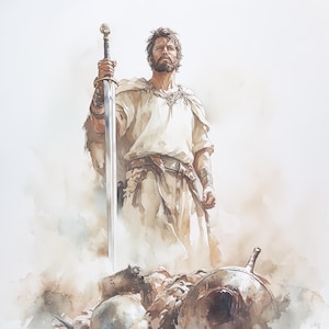 Más de 50 imágenes JPG del guerrero David, imágenes bíblicas de David y Goliat, imágenes religiosas para proyectos, arte cristiano, ilustraciones de historias bíblicas, imágenes digitales. imagen 3