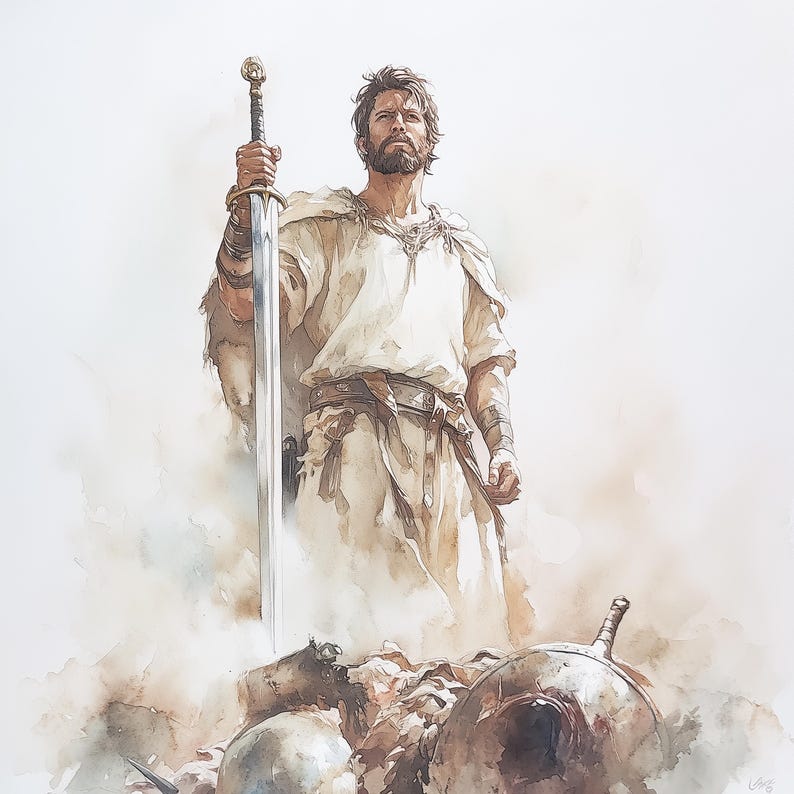 Más de 50 imágenes JPG del guerrero David, imágenes bíblicas de David y Goliat, imágenes religiosas para proyectos, arte cristiano, ilustraciones de historias bíblicas, imágenes digitales. imagen 3