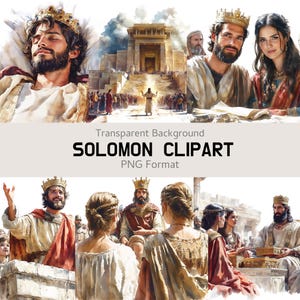 Paquete de imágenes prediseñadas de Salomón: más de 60 archivos PNG cristianos para la escuela dominical, lecciones bíblicas, manualidades religiosas, imprimibles religiosos y recursos didácticos.