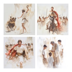 Más de 50 imágenes JPG del guerrero David, imágenes bíblicas de David y Goliat, imágenes religiosas para proyectos, arte cristiano, ilustraciones de historias bíblicas, imágenes digitales. imagen 2