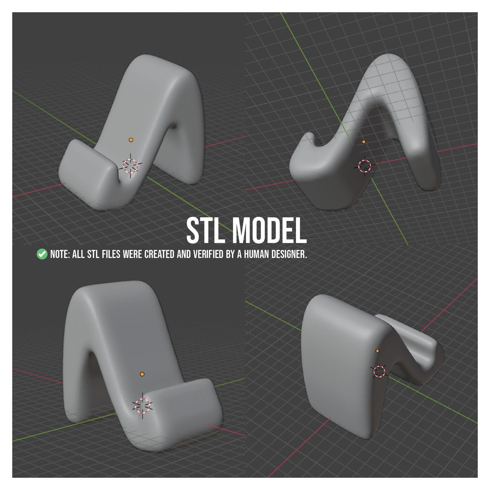 Ergonomic Desktop Phone Holder STL, 3D Printable Smartphone Stand for ...