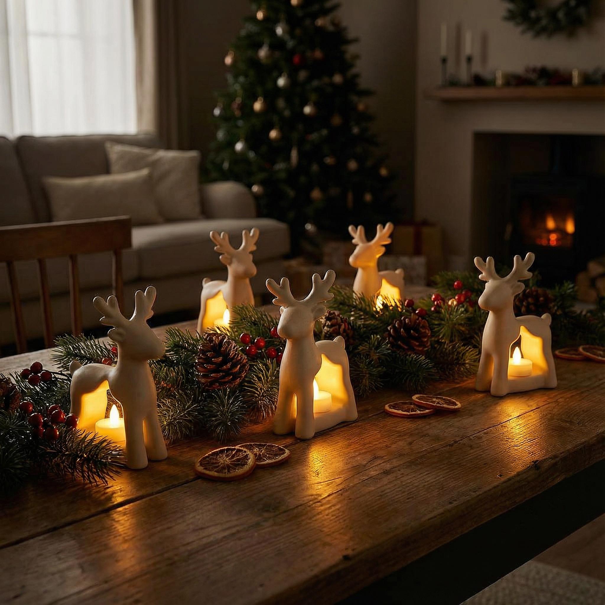 Christmas Reindeer Tealight Stand STL, Festive LED Candle Holder