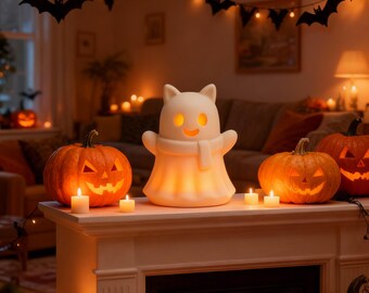 3Dプリント用ハロウィンSTL、ゴーストランプLEDキャンドル、かわいい