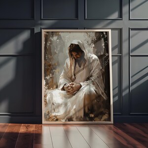 Garden of Gethsemane, Jesus in Prayer, Christian Wall Art, Bible Story Poster, Spiritual Artwork, Inspirational Home Decor Housewarming Gift image 4
