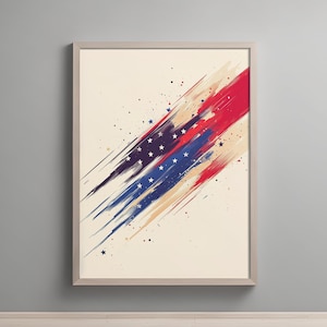 Modern Abstract American Flag Digital Poster, Contemporary USA Art, Patriotic Printable Wall Decor, USA Independence Day, Instant Download