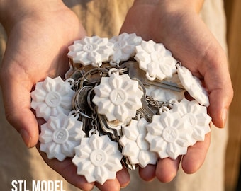 Alphabet Keychain STL File, Initial Flower Keyring, DIY Home Decor, Housewarming Gift, Personalised Letter Charm, 3D Print Model Alphabet