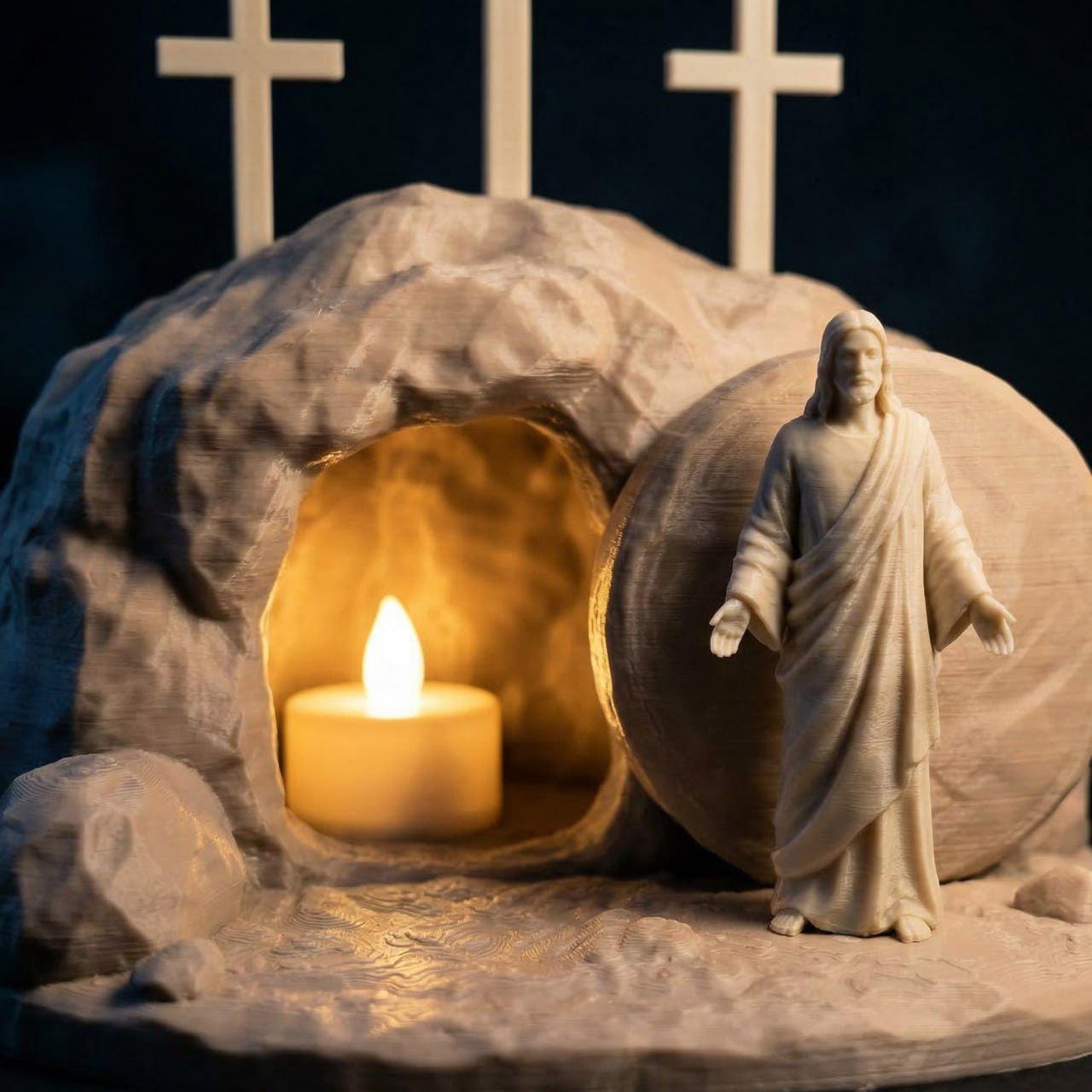 Easter Resurrection Scene STL, Jesus Tomb 3D Model, Christian LED ...