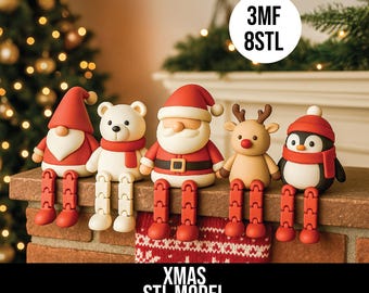 Christmas Flexi Toys STL Set, 3D Printable Articulated Holiday Figures with Flexible Legs, Festive Flexi Characters Bundle Digital Files