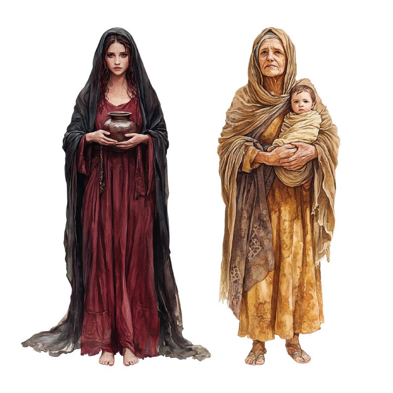 30 Biblical Female Characters, Women of the Bible Clipart Bundle, Digital Download, Christian Artwork, Religious Art for Crafts & Printables image 7