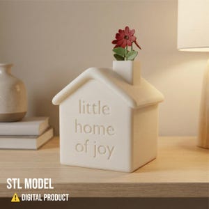 Little Home STL, 3D Druck Hausvase, Miniatur Wohndekor, Housewarming Geschenkidee, niedlicher Blumentopf, Desktop Ornament, STL Digitale Datei
