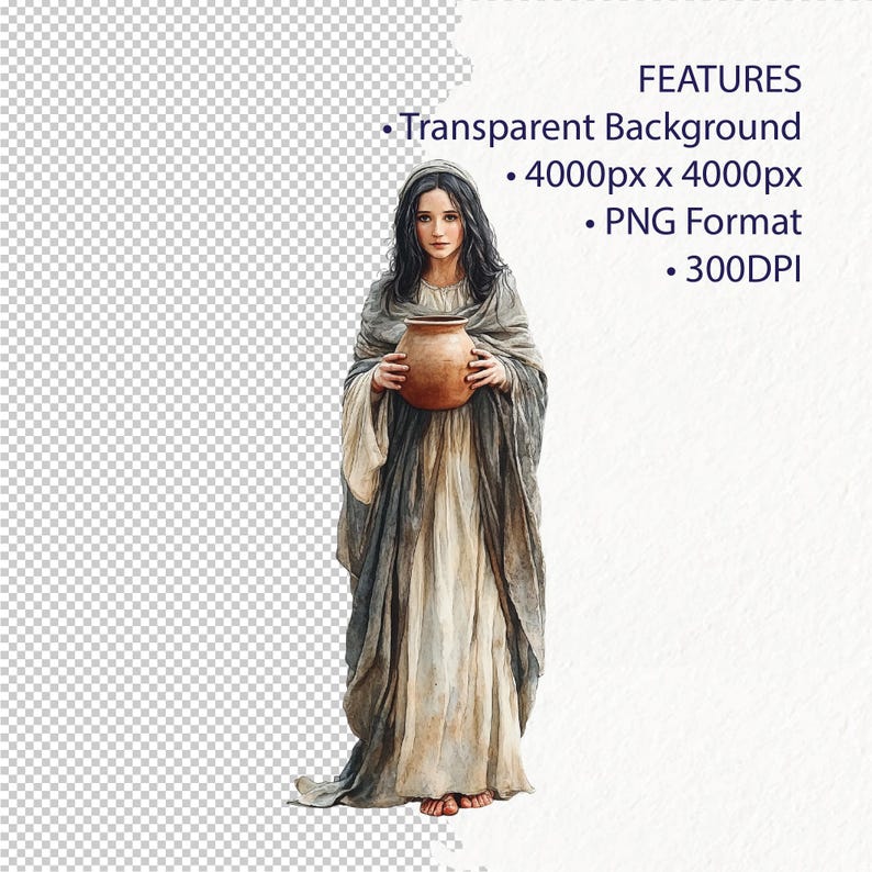 30 Biblical Female Characters, Women of the Bible Clipart Bundle, Digital Download, Christian Artwork, Religious Art for Crafts & Printables image 2