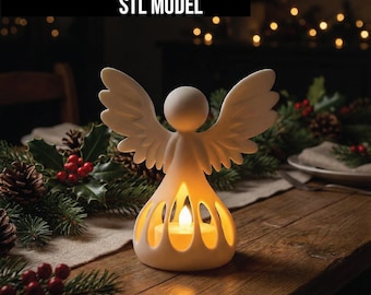 Christmas Angel Candle Holders, Tealight LED Decor, 3D Print STL Files, Holiday Shelf & Table Mini Figures