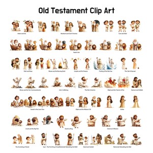 Immagini clipart dell'Antico Testamento, set di 100 storie bibliche per bambini in stile cartone animato in formato PNG, clipart cristiane digitali per la scuola domenicale e i lavoretti religiosi. immagine 5