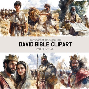 Davidbijbel clipart, 200PNG digitale download, christelijke religieuze kunst, bijbelverhaal illustraties, zondagsschool, afdrukbare geloof graphics