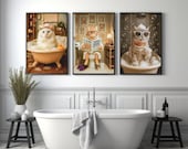 Funny Pet Bathroom Portrait, Custom Pet on Toilet with Newspaper or in Bathtub with Bubbles, Quirky Digital Pet Art, Gift for Pet Lovers