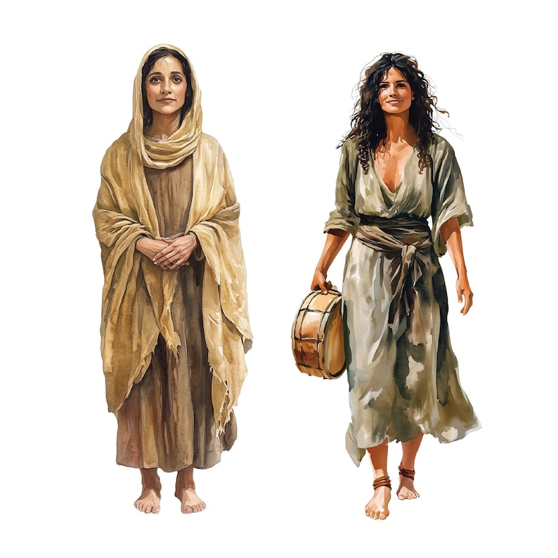 30 Biblical Female Characters, Women of the Bible Clipart Bundle, Digital Download, Christian Artwork, Religious Art for Crafts & Printables image 6