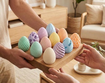 12 Easter Egg STL Set, 3D Printable Patterned Eggs for Spring Decor, Unique Basket Fillers 3D Model, Festive Holiday Table Ornaments STL
