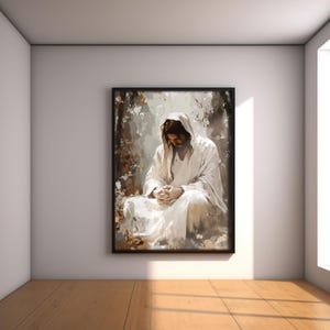 Garden of Gethsemane, Jesus in Prayer, Christian Wall Art, Bible Story Poster, Spiritual Artwork, Inspirational Home Decor Housewarming Gift image 5