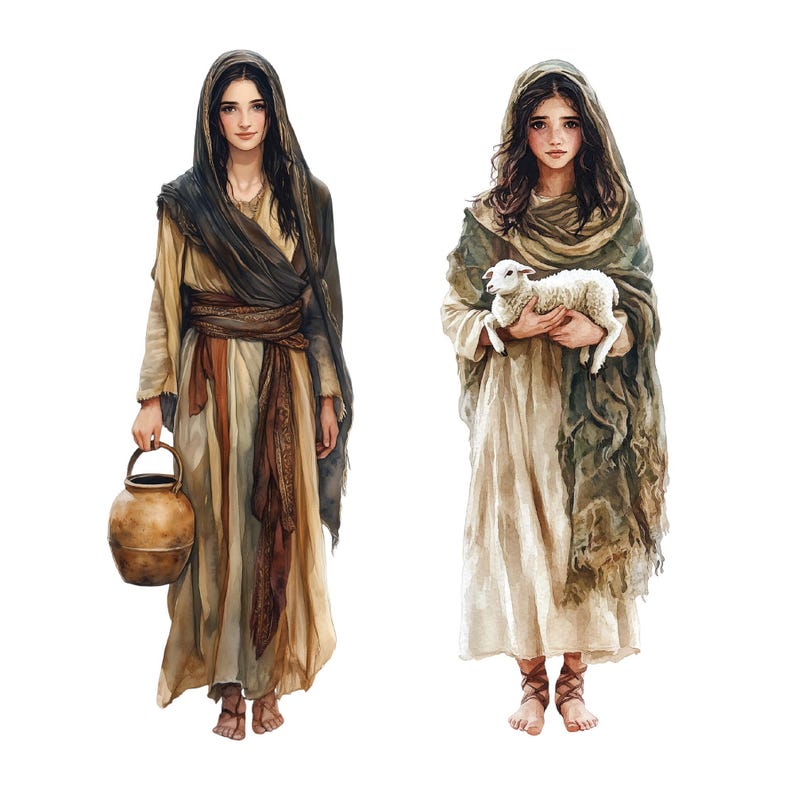 30 Biblical Female Characters, Women of the Bible Clipart Bundle, Digital Download, Christian Artwork, Religious Art for Crafts & Printables image 9