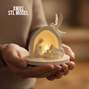 File STL per portacandele della Natività per stampa 3D, luce per mangiatoia natalizia, regalo religioso, modello di arredamento cristiano per la casa