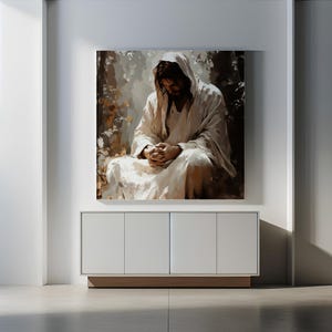 Garden of Gethsemane, Jesus in Prayer, Christian Wall Art, Bible Story Poster, Spiritual Artwork, Inspirational Home Decor Housewarming Gift image 8