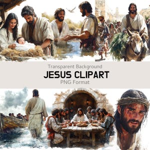 Jesus Clipart Bundle, Christian 130 PNG Files for Sunday School, Bible Study, Church Crafts, Religious Printables & Faith-Based Lessons
