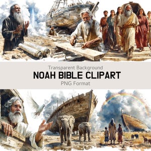 Arche de Noé Bible histoire Clipart, téléchargement numérique 95PNG, clipart religieux chrétien, école du dimanche, leçon de Bible, graphiques église imprimable