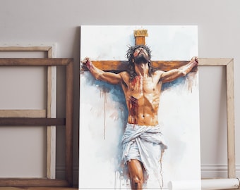 十字架上のイエスの絵画、磔刑の芸術、キリスト教の壁画、聖書の芸術