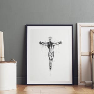 Poster della crocifissione del Venerdì Santo, Gesù sulla croce, arte digitale, stampabile cristiano, decorazione murale basata sulla fede, regalo religioso di Pasqua