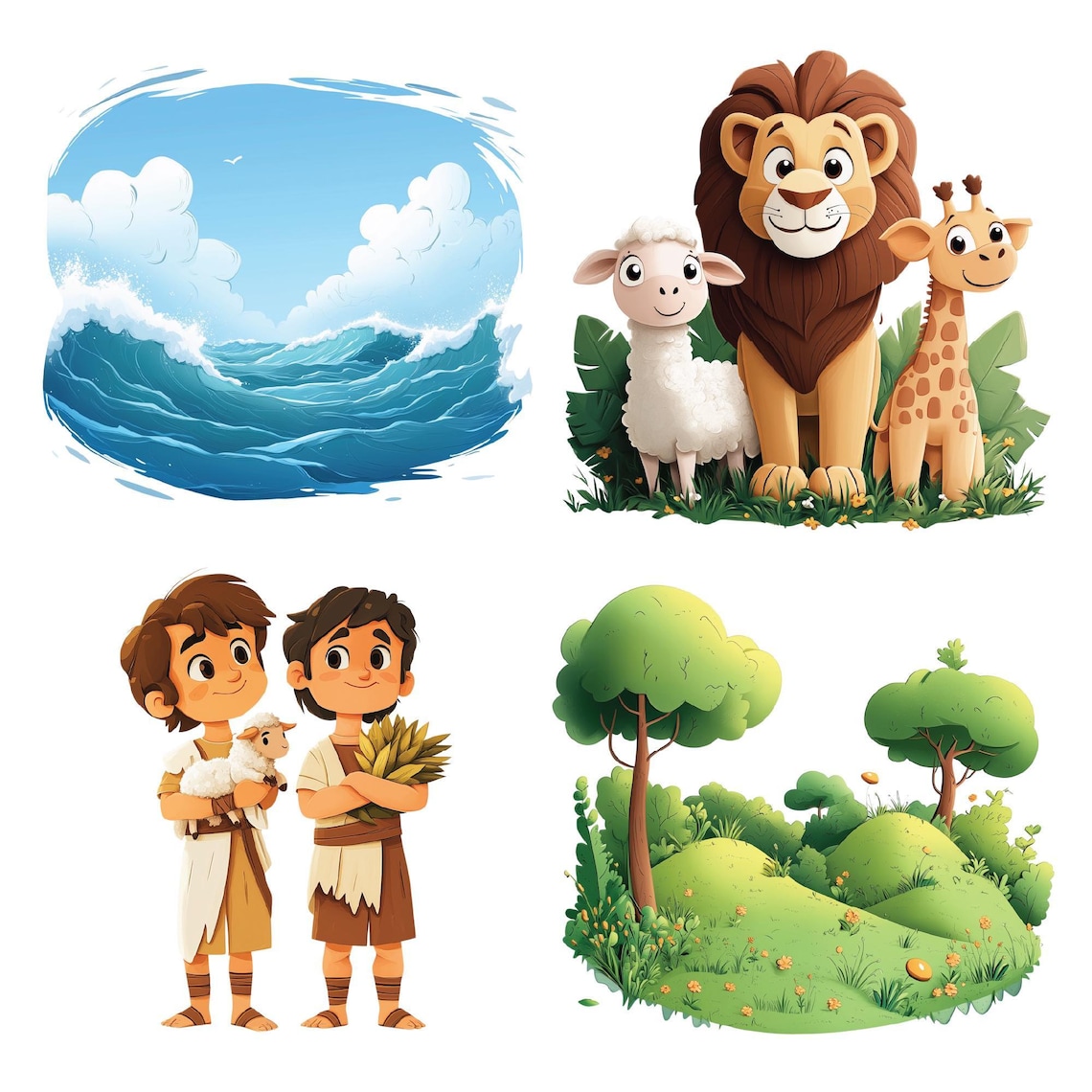 Creatation Cartoon Bible Story Clipart: Creation of the World – Kids Cartoon Christian PNG ...