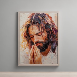 Digital Jesus Prayer Portrait, Religious Christian Wall Art, Spiritual Home Decor, Instant Download, Faith Printable Artwork, Christian Gift