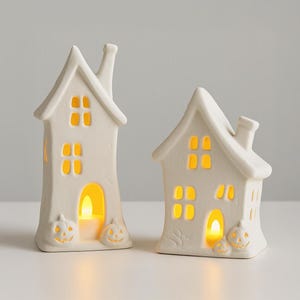 Spooky House with Pumpkins STL, LED Tea Light Holder, Halloween 3D Print Lantern File for Indoor & Tabletop Decoration image 3