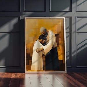Der verlorene Sohn Bibelgeschichte Digitaler Download Poster, Gnade und Vergebung, christliche Kunst für Wohnkultur, inspirierende religiöse Kunstdruck