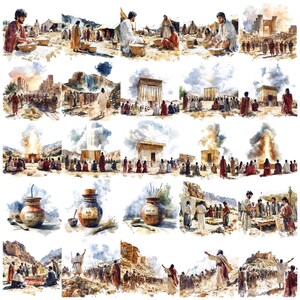 Paquete de imágenes prediseñadas bíblicas de Moisés, más de 130 imágenes PNG de arte digital cristiano para la escuela dominical, el estudio bíblico, imprimibles para la iglesia y manualidades religiosas. imagen 8