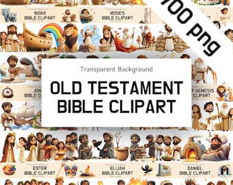 Old Testament Cartoon Clipart Mega Bundle, 700PNG Bible Story Graphics for Kids, Christian Art for Sunday School, Crafts, Teaching Materials