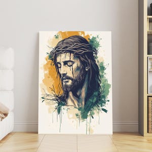 Jesus Christ Portrait, Christian Art Print, Divine Savior Painting, Easter Gift, Religious Home Decor, Bible Verse Wall Art, Faith Gift